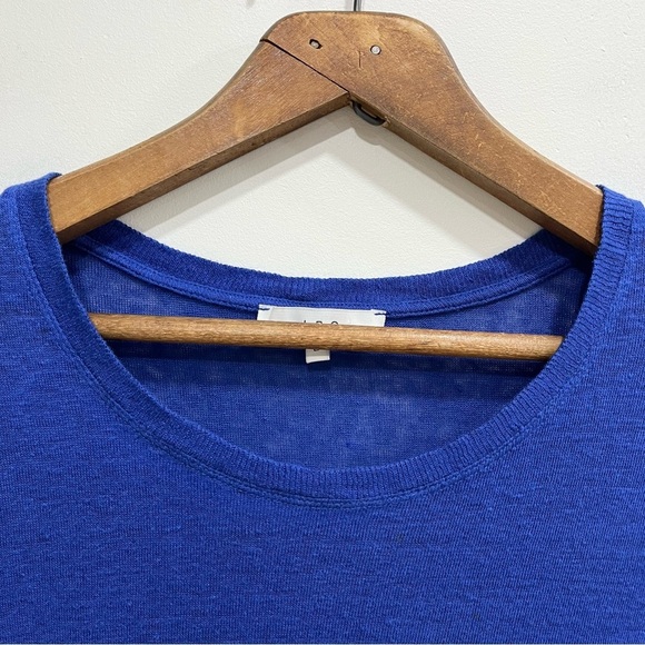 IRO Poppy Tee Royal Blue Distressed Linen Short Sleeve Top Crewneck Size Large - Picture 6 of 8